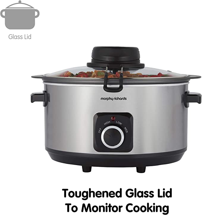Morphy Richards 461010 Sear, Stew and Stir Slow Cooker, Stainless Steel, 290 W, 6.5 liters, Silver