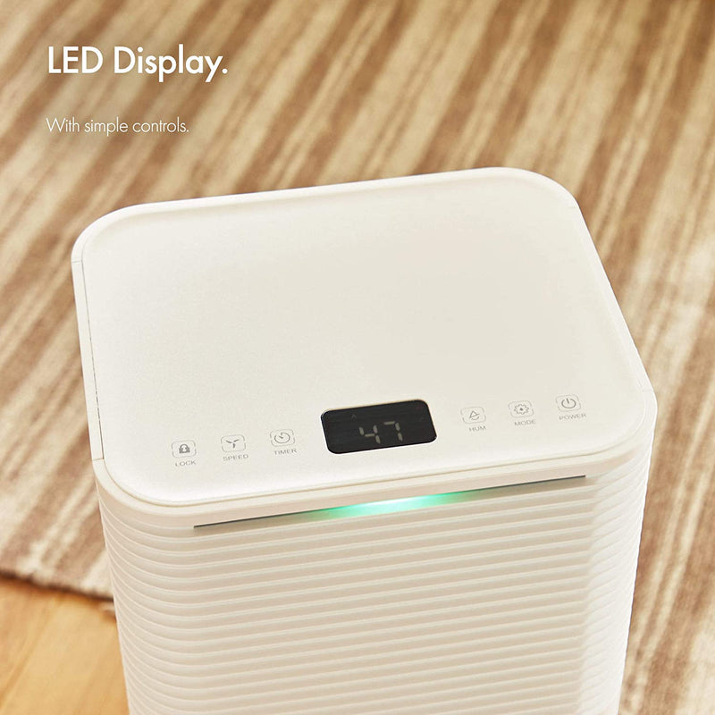LED DISPLAY – This dehumidifier is easily controlled with a smart LED display, including a water-full signal and 24-hour timer.