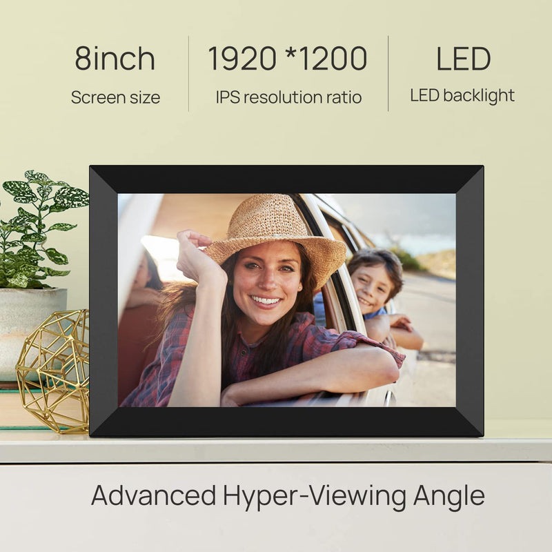 YENOCK 8.2 inch Digital Photo Frames 1920 x 1200 FHD High Resolution Full IPS Photo/Music/Video Player Calendar Alarm with Remote Control