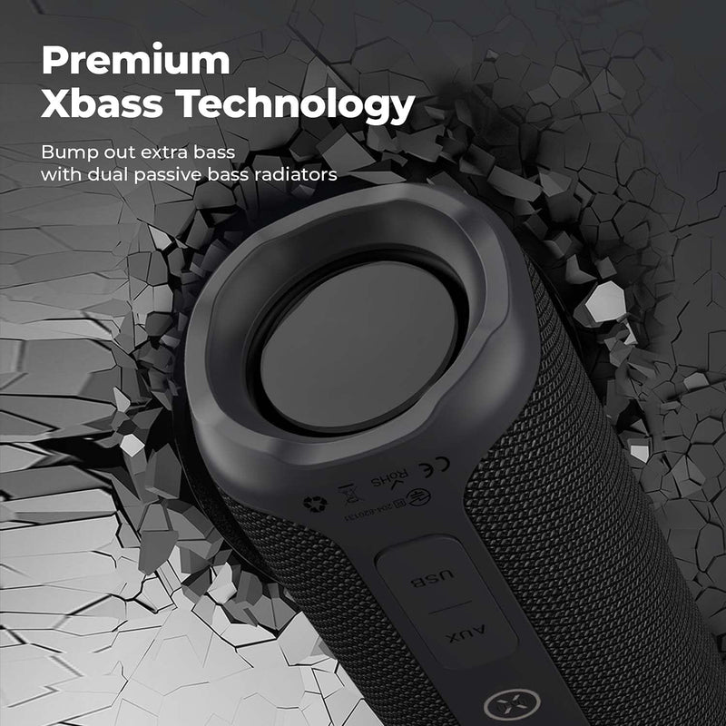 Tribit StormBox 24W Portable Bluetooth Speakers, 360° Full Surround Sound, Extended XBass, Wireless Dual Pairing, IPX7 Waterproof, 20 Hours Runtime
