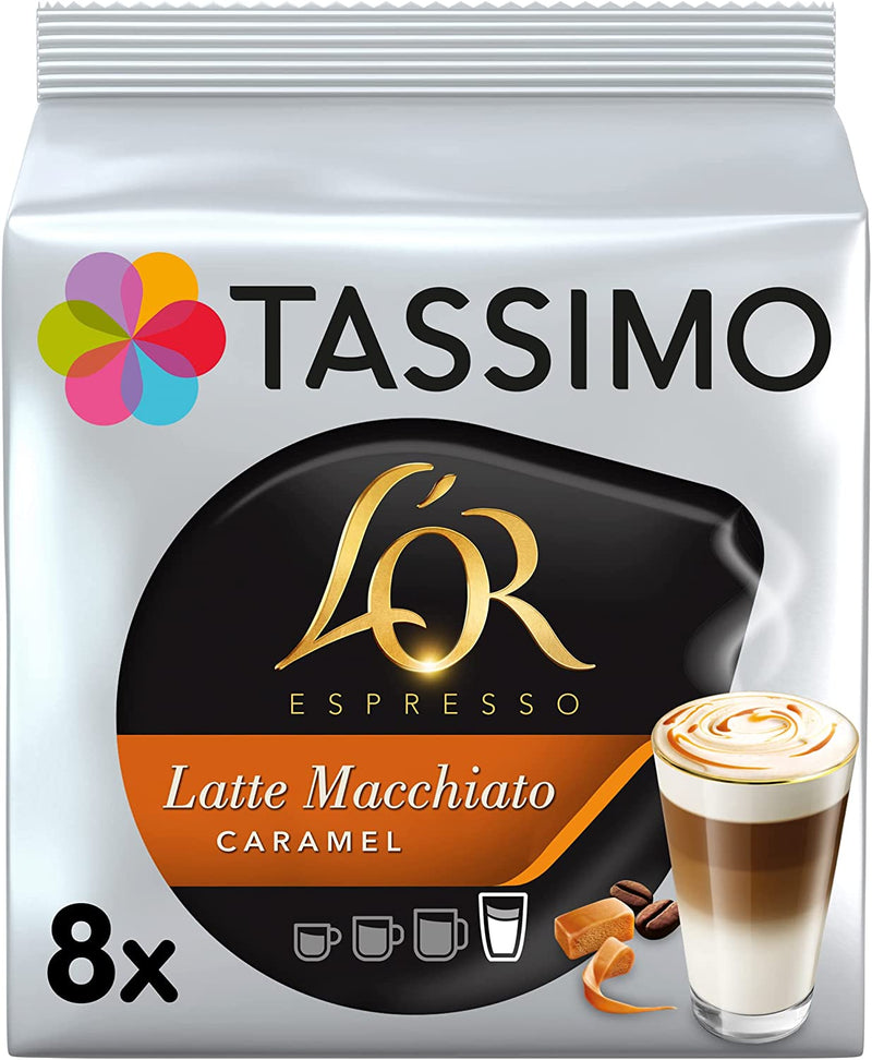Tassimo L'OR Latte Caramel Macchiato Coffee Pods (Pack of 5, Total 80 Coffee Capsules)