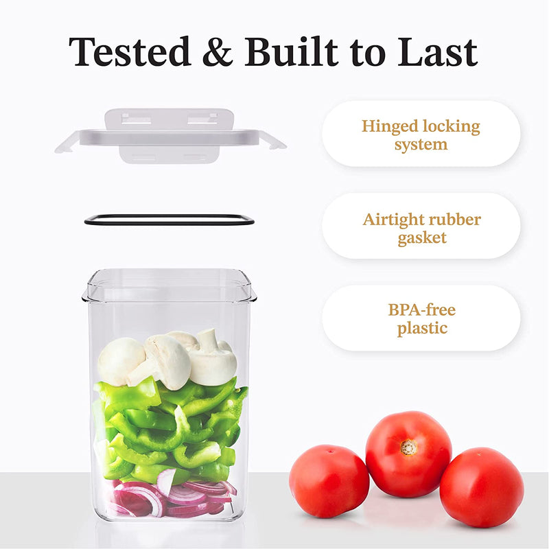 Airtight Food Storage Container Set - 24 Piece, Kitchen & Pantry Organization, BPA-Free, Plastic Canisters with Durable Lids Ideal - Labels,Marker Set