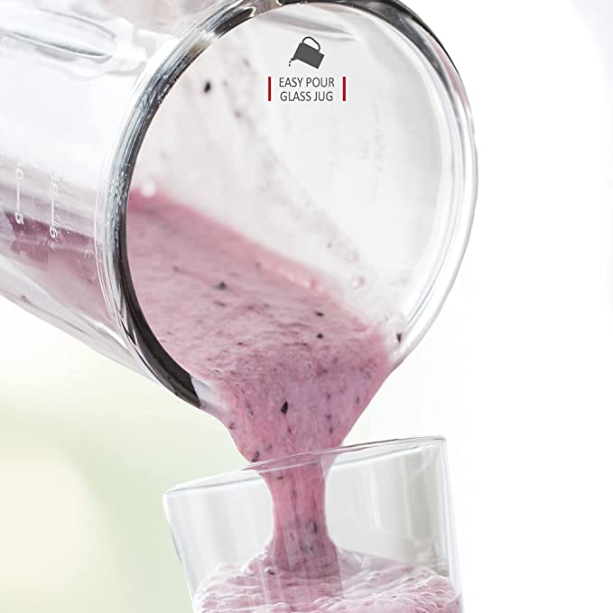 NETTA Table Blender - Smoothie Maker with Glass Jug - Electric Mixer and Liquidizer - 8 Speed Settings, 500W - Ideal for Milkshakes, Ice Crusher, Soup