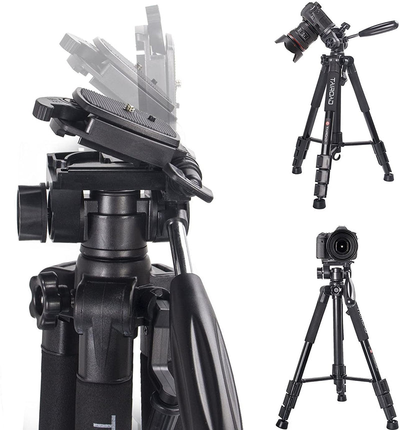 Tairoad Lightweight Tripod Compact Light Tripod with Ball Head and Quick Release Plate for Digital SLR Canon EOS Nikon Sony Panasonic Samsung - Black