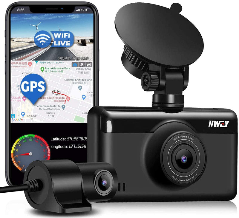 Dash Cam Front and Rear 1440P & 1080P, Built with WIFI & GPS (Single Front 1440P), Car Camera 3 Inch Touch Screen Driving Recorder with Night Vision