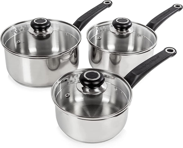 Morphy Richards 970003 Equip 3 Piece Pan Set-Stainless Steel, Set of 3