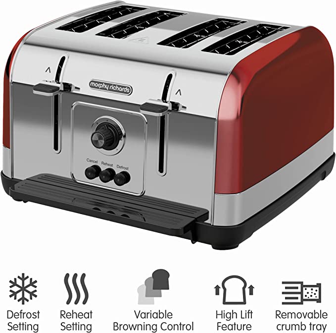 Morphy Richards 240133 Venture 4 Slice Toaster Red
