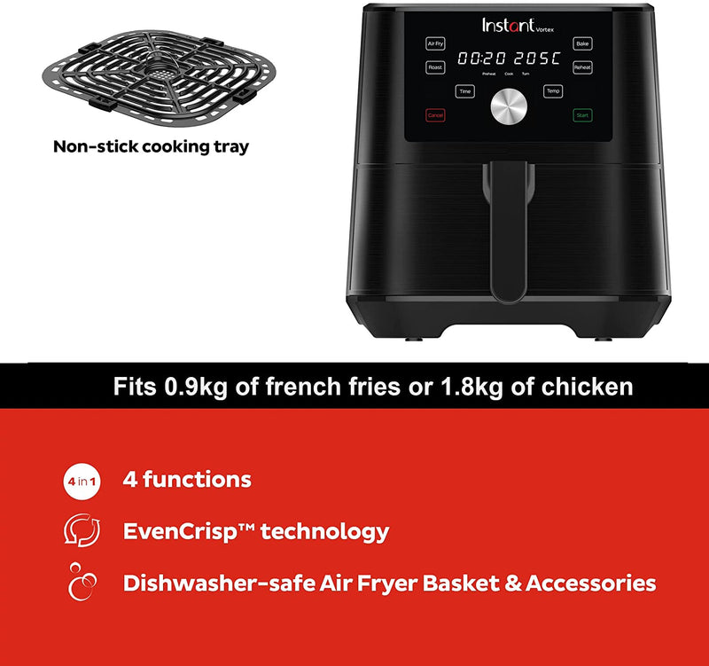 Instant Pot Vortex 4-in-1 Air Fryer 5.7L - Healthy Air Fryer, Bake, Roast and Reheat with 1700W of Power