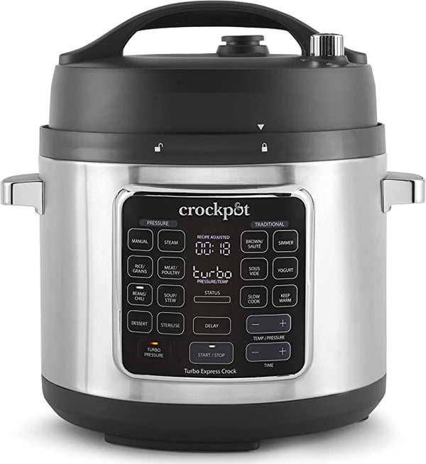 Crockpot Turbo Express Pressure Multicooker | 14-in-1 Functions | Slow Cooker, Steamer, Pressure Cooker & More | 5.6L (6+ People) | Energy Efficient | [CSC062] Black