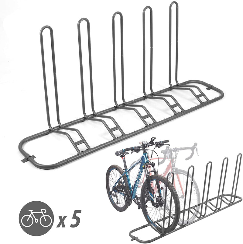 Sunix Bike Parking Stand, Bike Rack Bicycle Floor Parking Stand for 5 Bikes, Adjustable Dual Purposes Bike Storage Holder