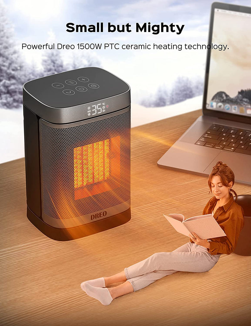 Dreo Space Heater Atom One, 3-Speed 70° Oscillating Electric PTC Ceramic Heater with Thermostat, 1-12H Timer, Remote Control, Energy-Saving Eco Mode