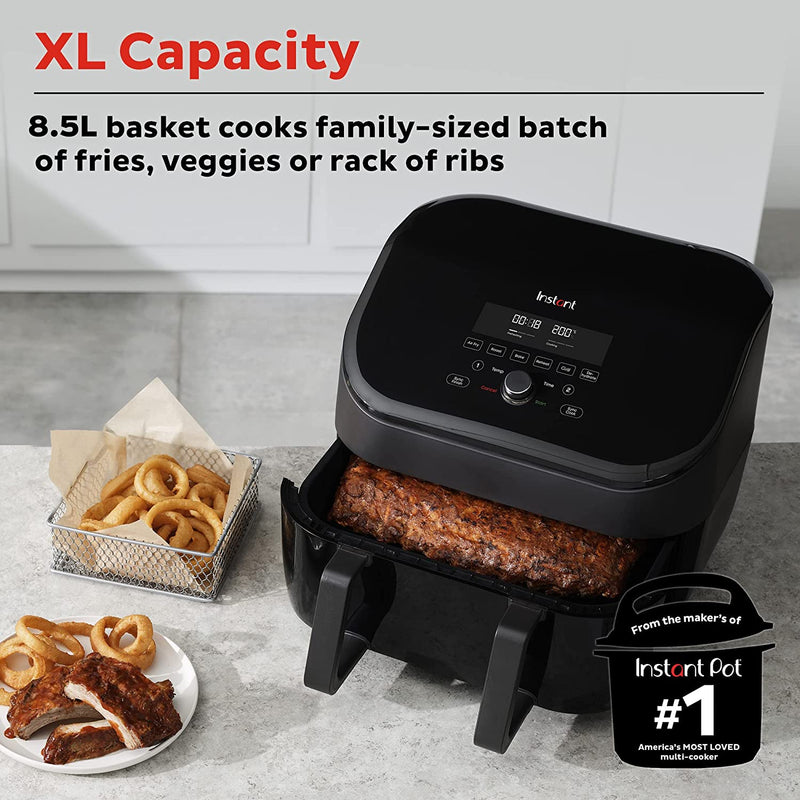Instant Vortex Plus VersaZone - 8.5L Digital Health Air Fryer, Black, 8-in-1 Fry, Bake, Roast, Grill, Dehydrate, Reheat, 1700W, Save 80% Energy Bills