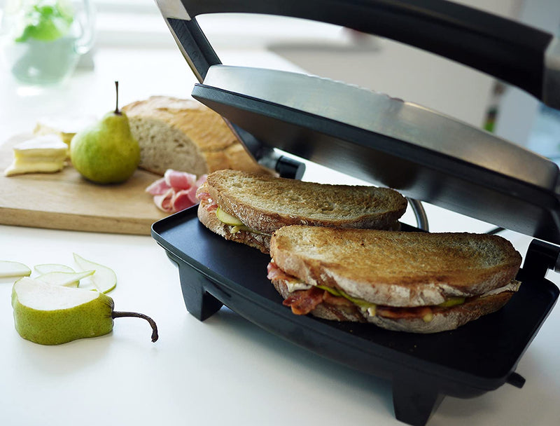 Breville Sandwich/Panini Press & Toastie Maker | 4-Slice | Non-stick-coated aluminium plates | Stainless Steel [VST026] [Energy Class A]
