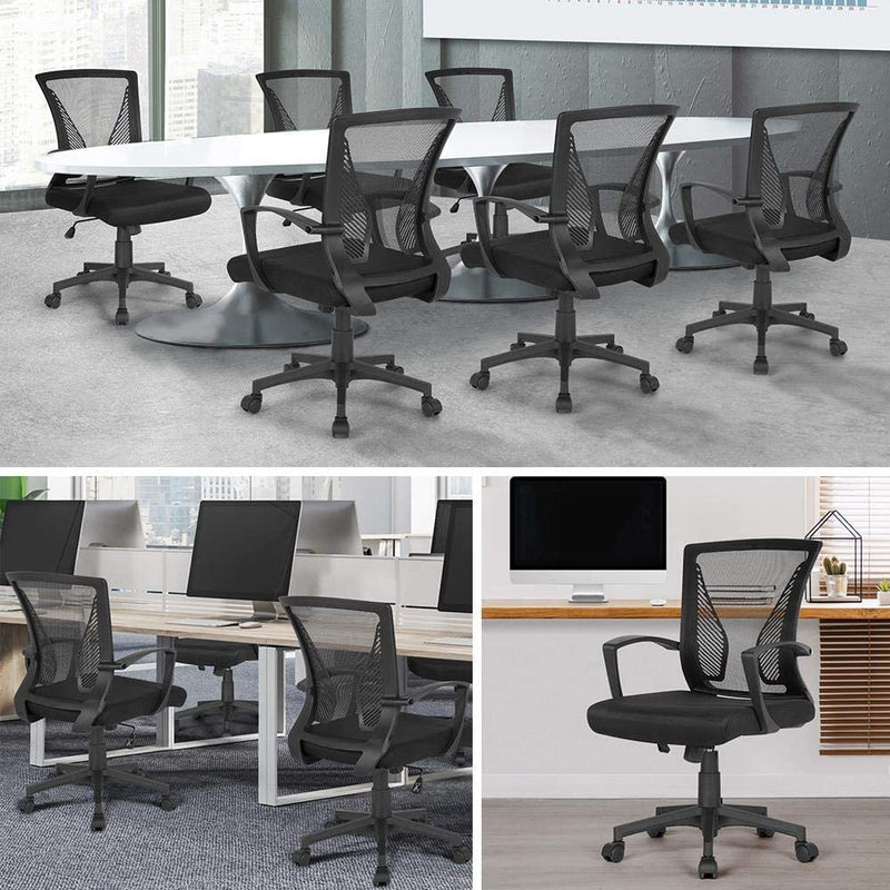 Yaheetech Adjustable Office Chair Ergonomic Executive Mesh Swivel Comfy Work Desk Computer Chair with Arms/Height Adjustable Black
