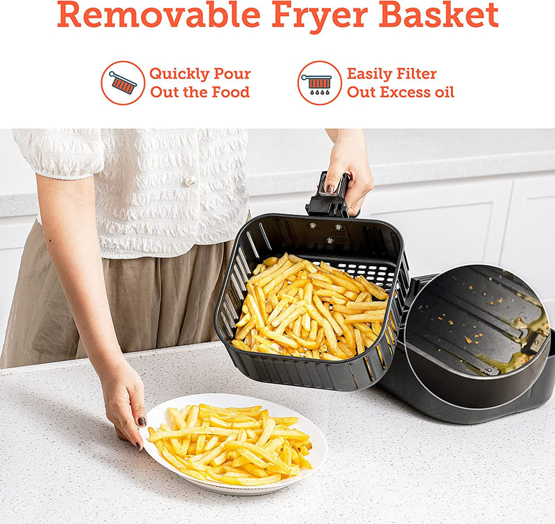 COSORI Smart Air Fryer Oven 5.5L, 200 Recipes Cookbook & Online, Google Assistant & APP Control, Square Removable Basket, 13 Cooking Functions, Black