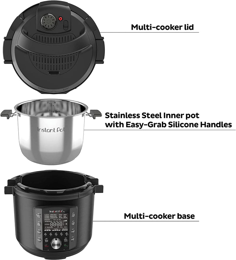 Instant Pot Pro 10-in-1 Electric Multi Functional Cooker - Pressure Cooker, Slow Cooker, Rice Cooker, Steamer, Sauté, Yogurt Maker- 1200 W, 5.7L