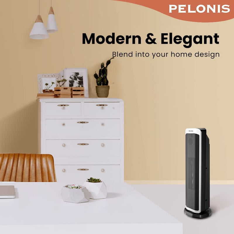 PELONIS Electric Space Heater 2000W, Remote Control, Energy Efficient, Portable Ceramic Heater, 75° Oscillation, Thermostat, Overheat Protection White