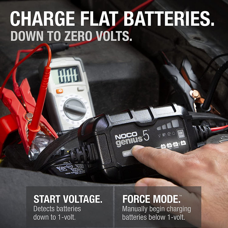 Charges dead batteries as low as 1-volt. Or use the all-new Force Mode that allows you to take control and manually begin charging dead batteries down to zero volts.