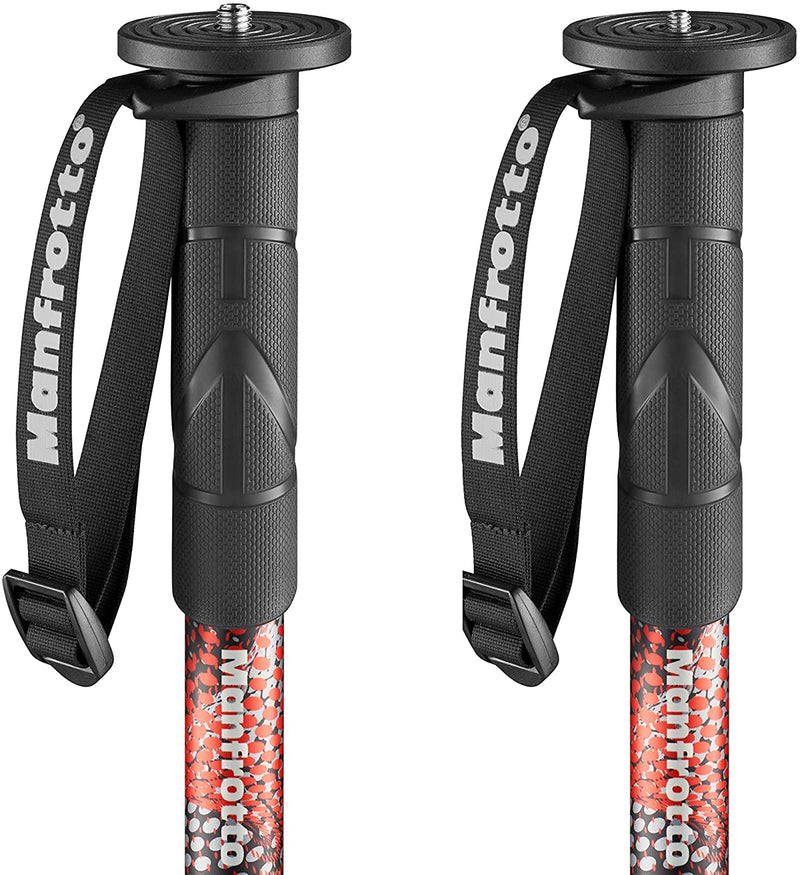 Manfrotto Element MII MMELMIIA5RD, Lightweight 5-section Aluminium Travel Camera Monopod, Red, with Wrist Strap, Rubber Grip, Twist Locks Load up 16kg