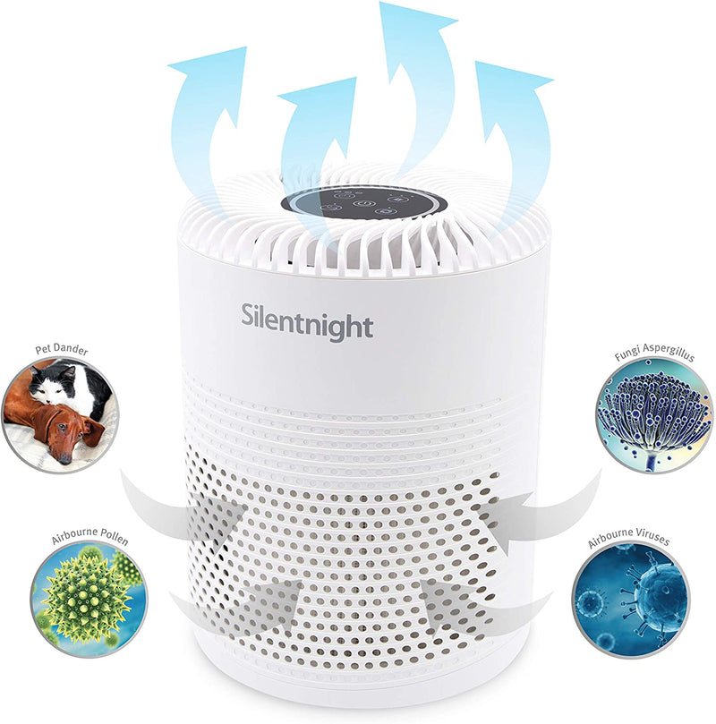 Silentnight 42269 Air Purifier with HEPA Filter Night Light, Plastic, 7.5 W
