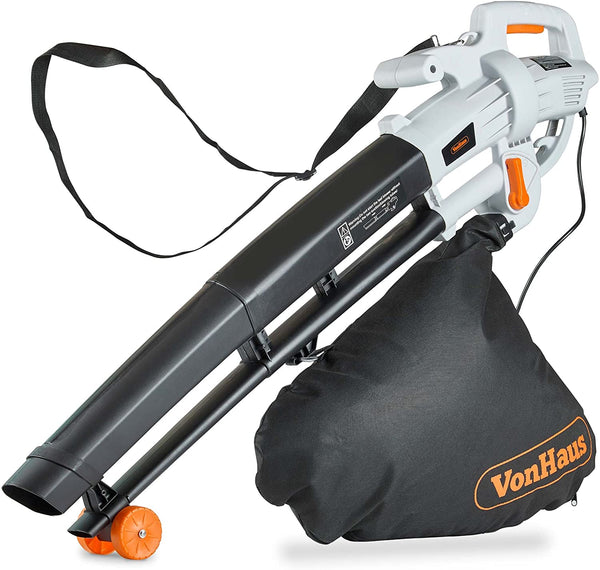 VonHaus 3 in 1 Leaf Blower - 3000W Garden Vacuum & Mulcher - 35 Litre Collection Bag, 10:1 Shredding Ratio, Automatic Mulching Compacts Leaves in Bag