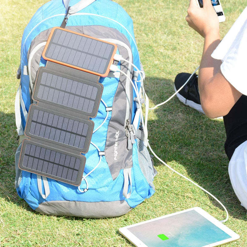 Solar Cell Phone Charger External Battery Pack with 4 Solar Panels