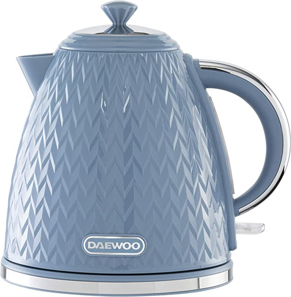 Daewoo SDA1822 Argyle 1.7L Electric Kettle, Removable & Washable Limescale Filter Lid Opening, Auto/Manual Switch Off (220-240V/50-60Hz/3KW), Blue