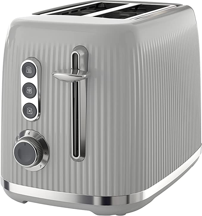 Breville Bold Ice Grey 2-Slice Toaster with High-Lift & Wide Slots | Grey & Silver Chrome [VTR002]