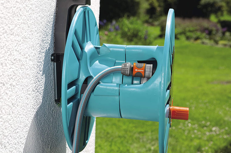 GARDENA Classic wall-fixed Hose Reel 60 with hose protection guide: wall-mounting, anti-drip device, angled connection, space-saving (2650-20)