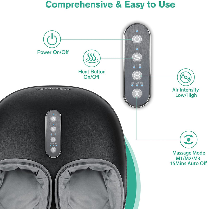Medcursor Electric Shiatsu Foot Massager Machine with Soothing Heat, Deep Kneading Therapy