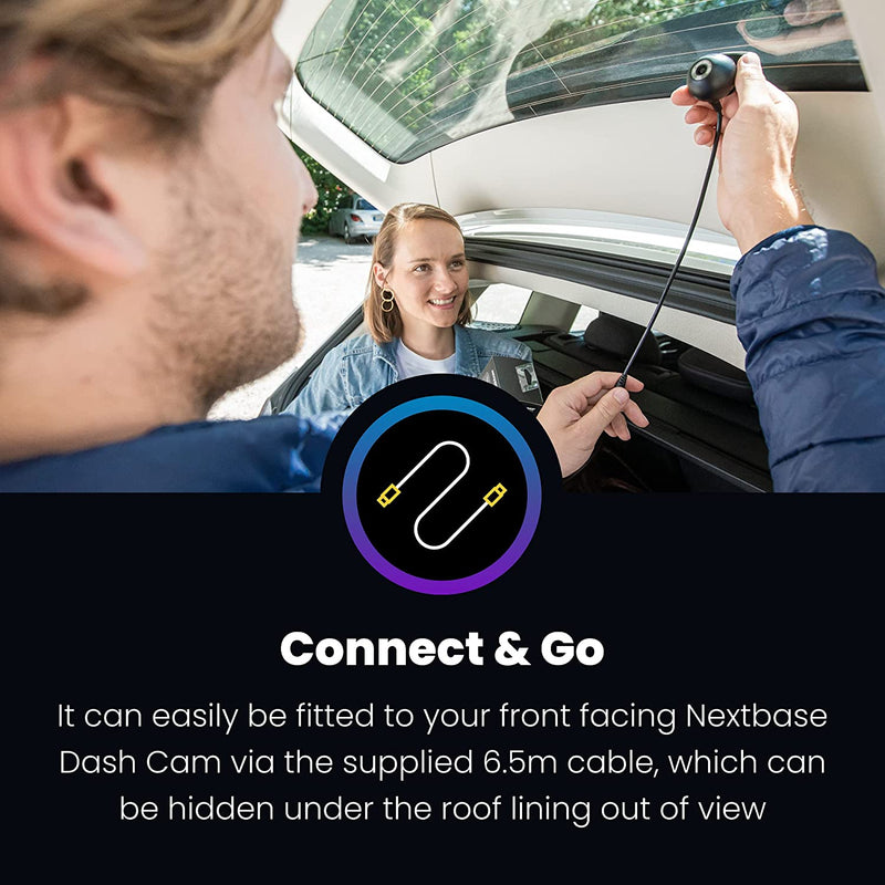 Nextbase Dash Cam Compatible Rear Window Full Rear View Camera Compatible with 322GW, 422GW, 522GW, 622GW Dash Cams, Fully Adjustable Magnetic Mount