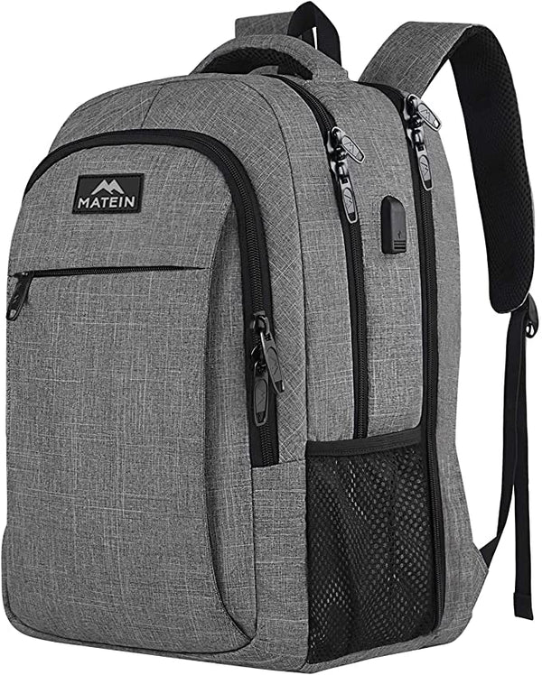 MATEIN Travel Laptop Backpack fits 17.3 Inch Large Notebook | USB Charging Port Water Resistant School College Unisex Lightweight Rucksack Daypack