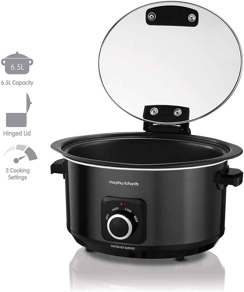 Morphy Richards 461020 Sear & Slow Cook 6.5L Slow Cooker with Hinged Lid, 163 W, 6.5 liters
