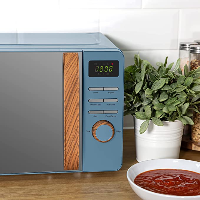 Russell Hobbs RHMD714BL 17 L 700 W Scandi Blue Digital Microwave with 5 Power Levels, Clock & Timer, Automatic Defrost, Easy Clean, 8 Auto Cook Menus