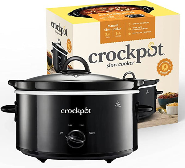 Crockpot Slow Cooker | Removable Easy-Clean Ceramic Bowl | 3.7 L (3-4 People) | Energy Efficient | Black [CSC078]