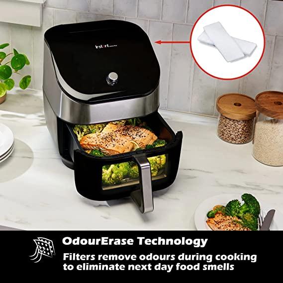 Instant Vortex Plus Air Fryer Oven with ClearCook - 5.7L, Stainless Steel, 6-in-1 Cooking Programmes - Air Fry, Bake, Roast, Grill, Dehydrate 1700W
