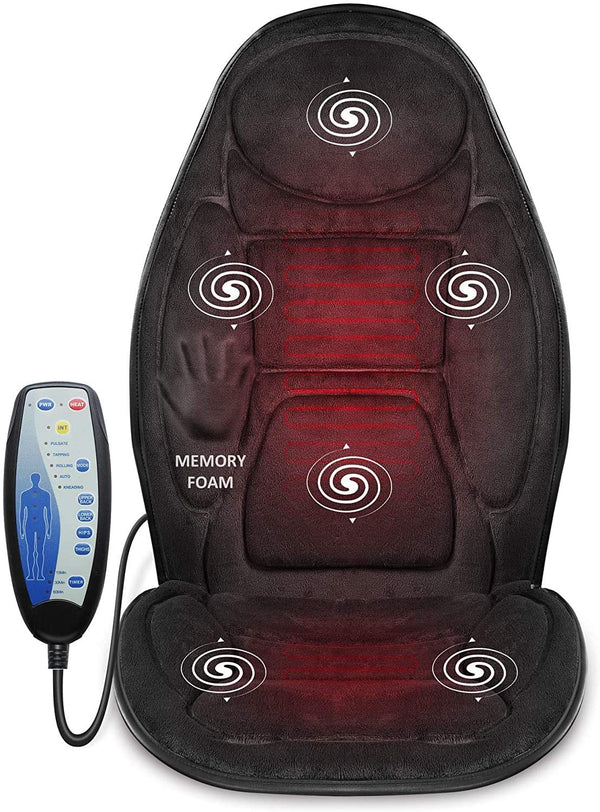 Snailax Memory Foam Back Massager - Massage Chair with Heat, 6 Vibration Massage Nodes & 3 Heating Pad, Massage Seat Cushion for Home Office Chair