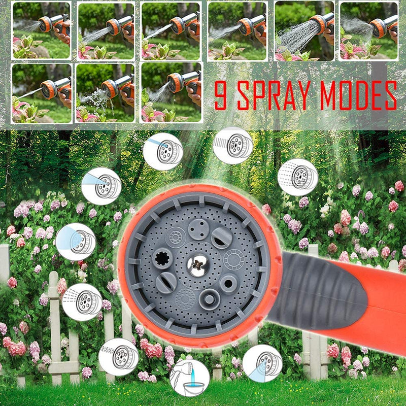 Nine spray pattern modes: SHOWER, CONE, JET, SOAKER, ANGLE, MIST, CENTER, FULL, FLAT