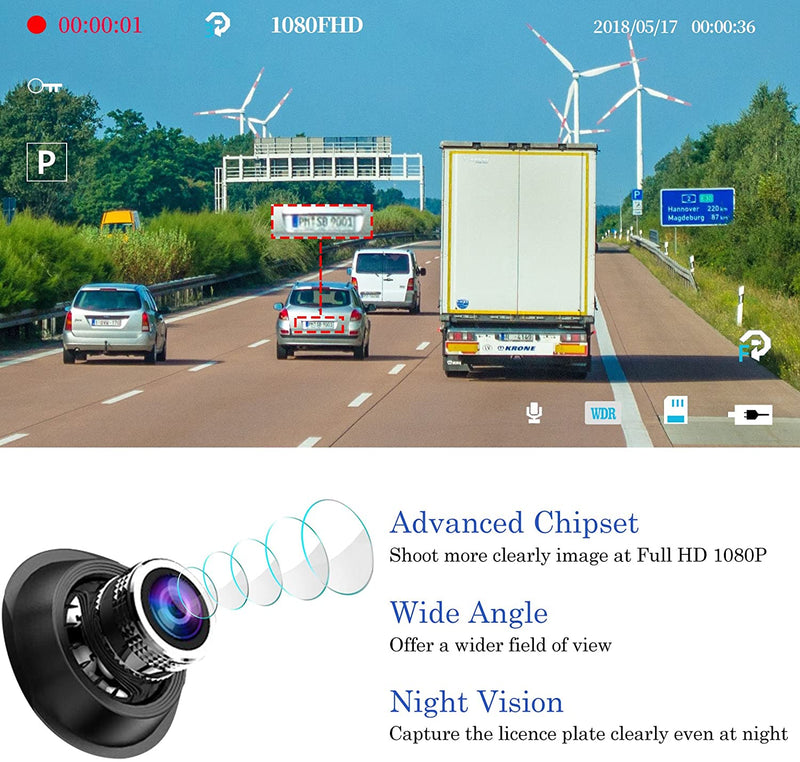 【2022 New Version】CHORTAU Mirror Dash Cam 4.8 Inches Touch Screen Full HD 1080P, Wide Angle Front Camera and Waterproof Rear Camera, Car camera with Emergency Recording, Reverse Monitor System