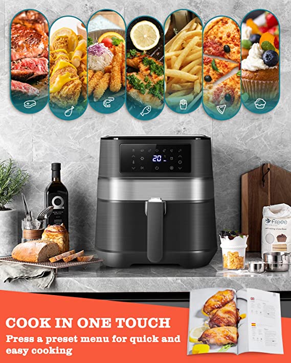 Taylor Swoden Air Fryer Oven, 5.5L Healthy Oil Free Cooking, Cookbook, Digital Touch Screen, Timer & Temperature Control, Nonstick Basket, 1700W
