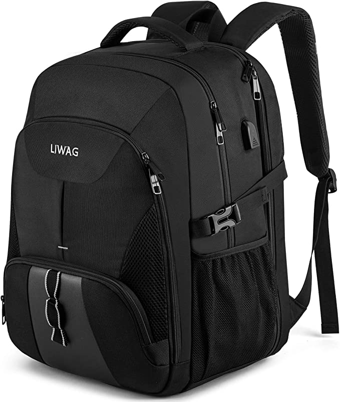 LIWAG Laptop Backpack, 55 Litre Spacious Capacity Fits 18.4 inch Laptop, Waterproof Travel Work Bag with USB Charging Port, TSA Business Rucksack