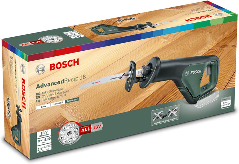 Bosch Home and Garden Cordless Reciprocating Saw AdvancedRecip 18 (Without Battery, 18 Volt System, in Carton Packaging)