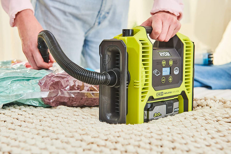 The 18V motor achieves 30% faster inflation than the Ryobi R18I-0 in a more compact design