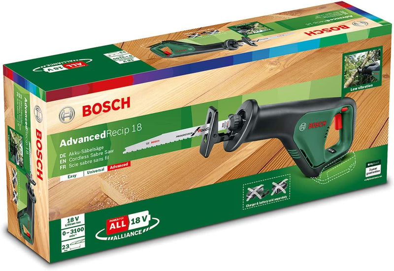 Bosch Home and Garden Cordless Reciprocating Saw Upgraded AdvancedRecip 18 (without battery, 18 Volt System, in carton packaging)