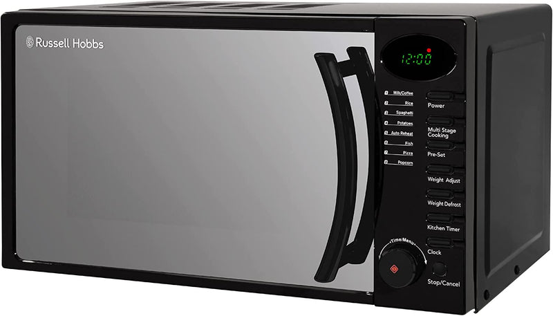 Russell Hobbs RHM1714B 17L 700W Black Digital Solo Microwave with 5 Power Levels, Digital Clock Timer, 8 Auto Cook Menus, Auto Defrost, Easy Clean