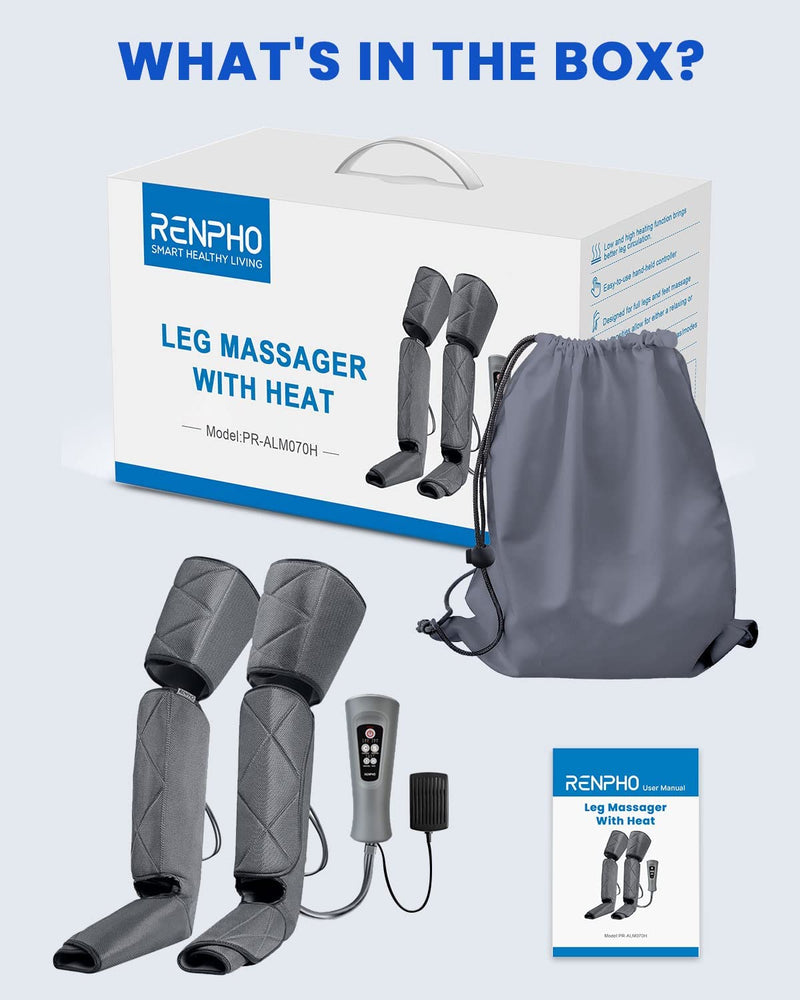 RENPHO Leg Massager for Circulation with Heat, Compression Calf Thigh Foot Massage, Adjustable Size, with 6 Modes 3 Intensities, Relax Leg Pain Muscle