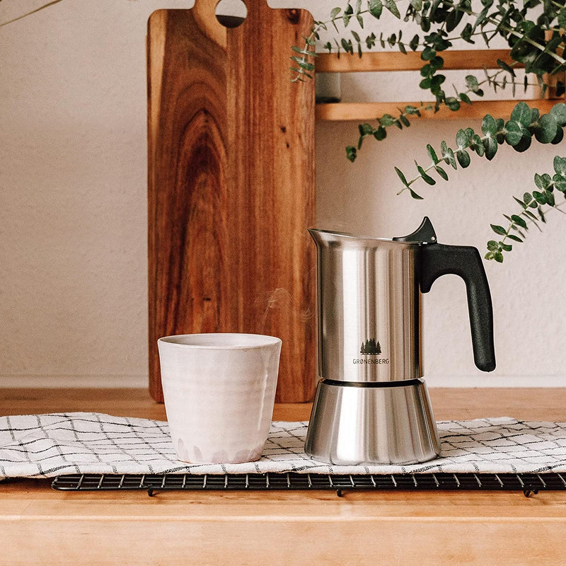 Groenenberg Espresso Maker Moka Pot Induction 4 Cup stovetop Coffee Maker 200ml