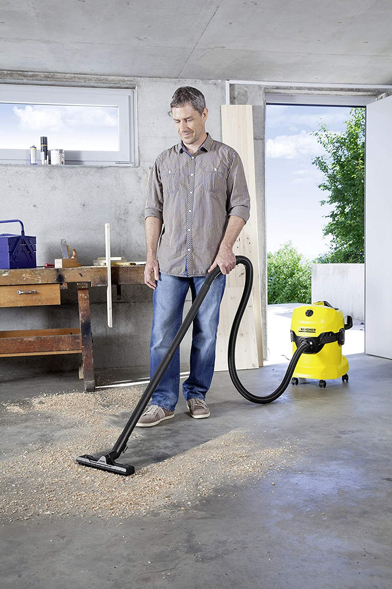 Kärcher Wet & Dry Vacuum Cleaner WD 4, 1000 W, 20 L Container, suction hose: 2.2 m, with flat-fold filter, fleece filter bag, floor and crevice nozzle