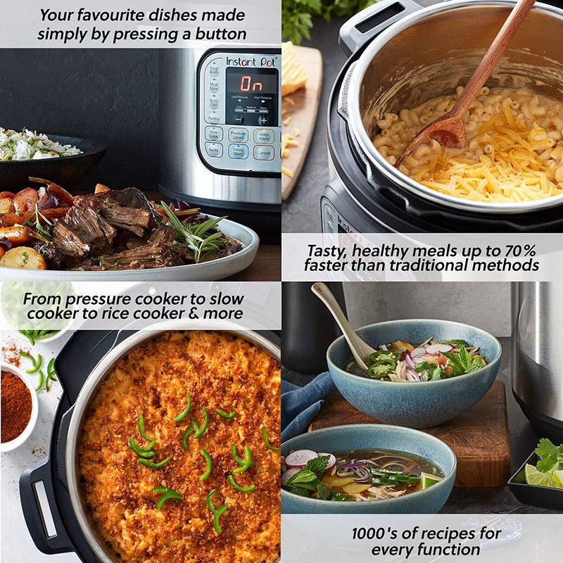 The classic Instant Pot Duo adjusts pressure, temperature, time, and heat to cook food up to 70% faster than other methods and deliver consistent, delicious results every time.