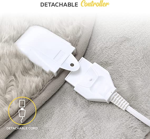 MONHOUSE Heated Throw - Electric Blanket - Digital Controller - Timer up to 9 hours, 9 Heat Settings, Auto Shutoff, Machine Washable - 130X160cm - FUR